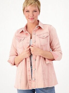 LOGO by Lori Goldstein Blush Pink Denim Jacket